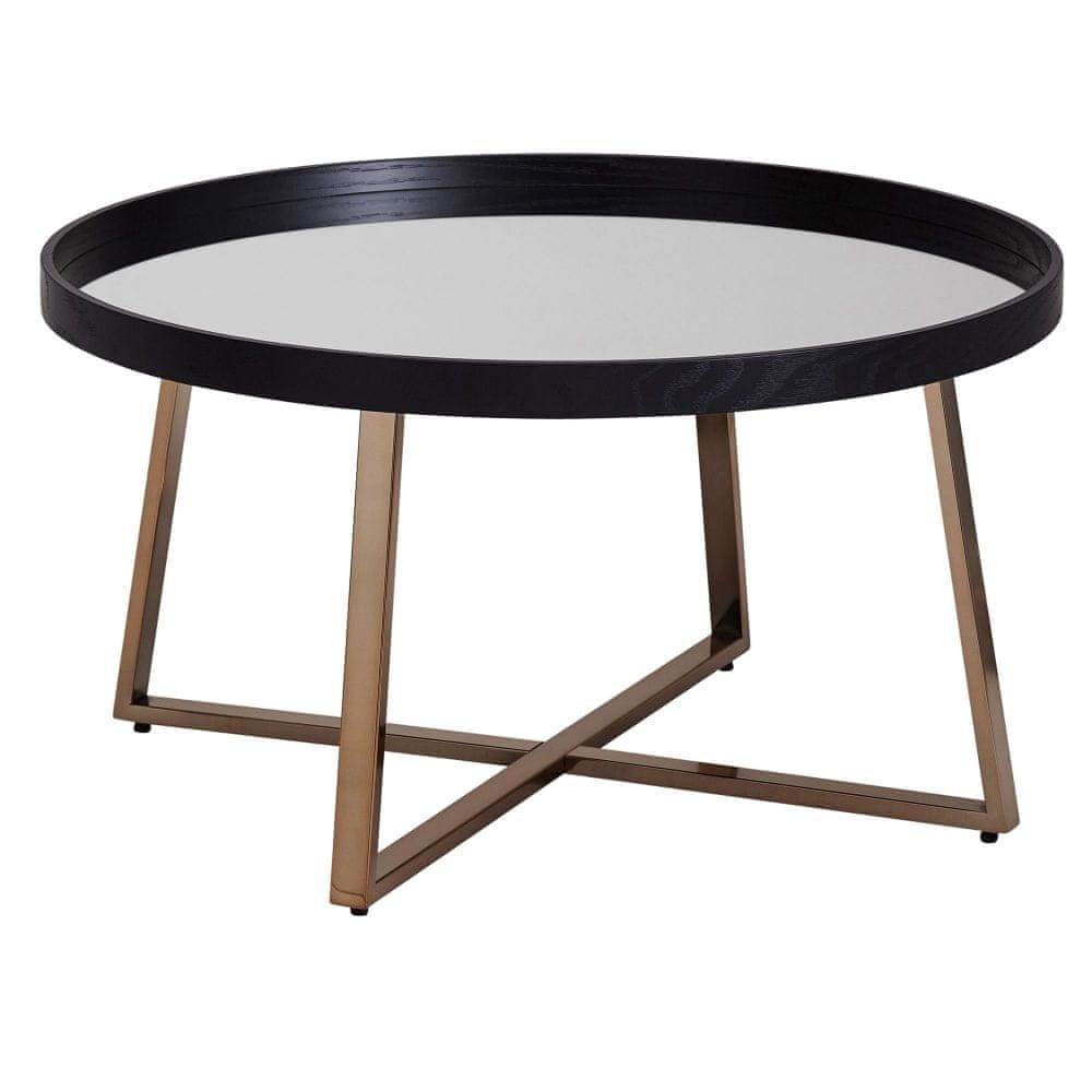 Bruxxi Konferenčný stolík Jerry, 78 cm, čierna/zlatá